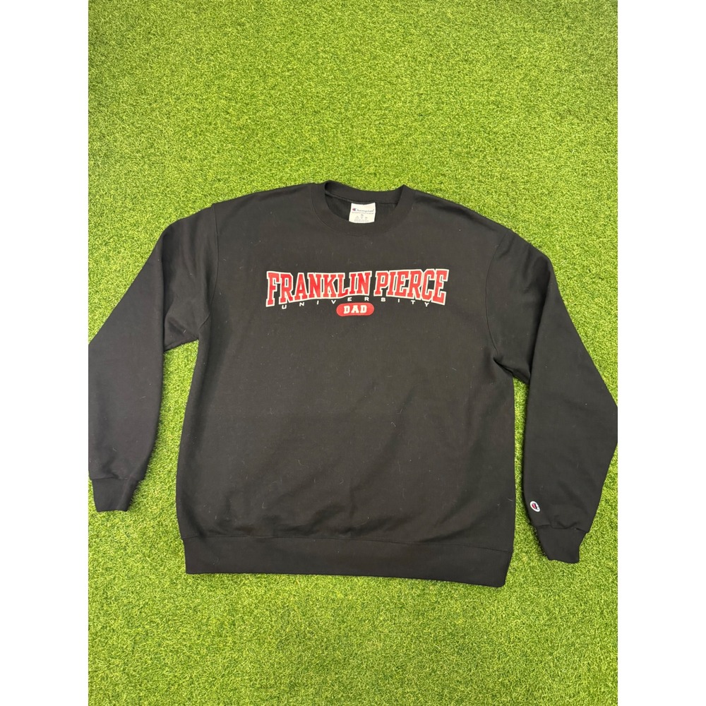 Champion Franklin Pierce University Dad Sweatshirt Mens XL Black Crewneck Fleece